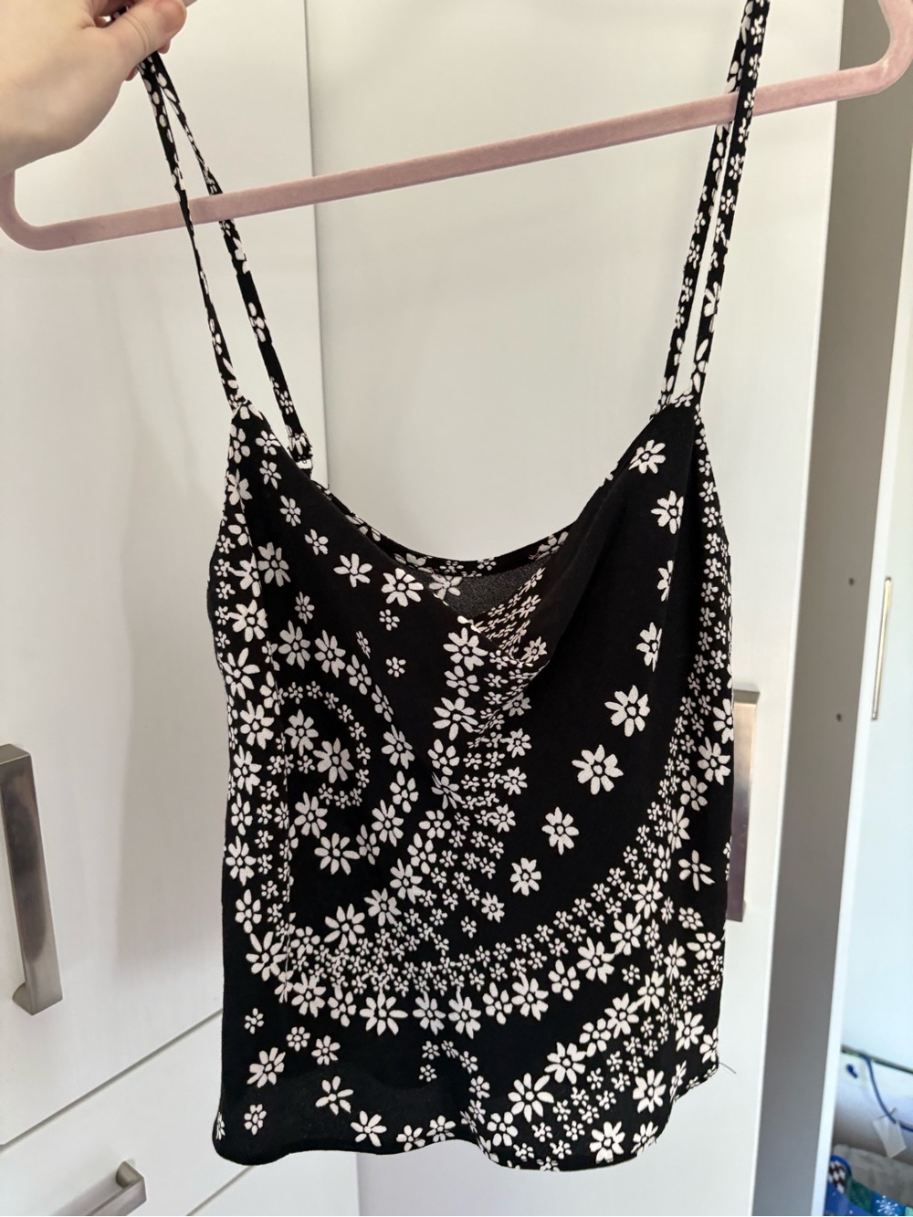 Verge Girl pretty flower patterned black and & white Cami Top